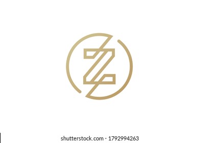 Z logo design . letter Z logo . clean and modern line art or single line style. Z logo using gold color . vector illustration