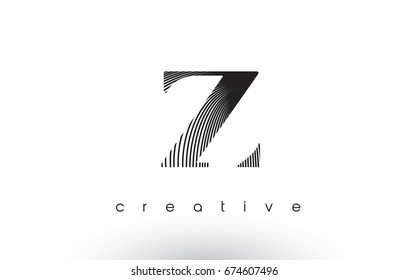 Z Logo Design With Multiple Lines. Artistic Elegant Black and White Lines Icon Vector Illustration.
