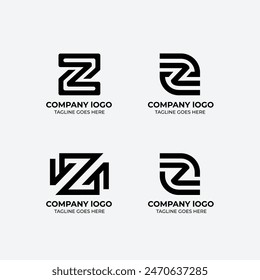Z logo design set flat