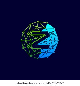 z logo design template,Circle with connected lines for brand of smart contract block symbol. technology digital logo - Vector - Vector
