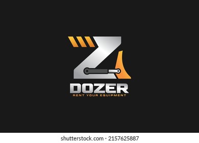 Z logo dozer for construction company. Heavy equipment template vector illustration for your brand.
