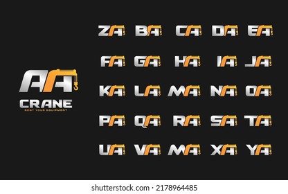 A to Z logo excavator for construction company. Heavy equipment template vector illustration for your brand.