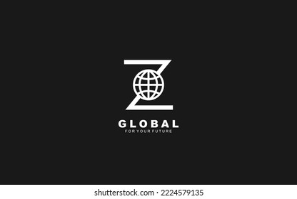Z logo GLOBE for identity. NETWORK template vector illustration for your brand.