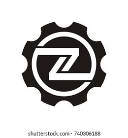 Z logo initial letter design template vector inside gear shape