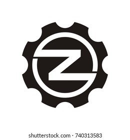 Vector de Plantilla de diseño de letra inicial del logotipo de Z dentro de la forma del engranaje