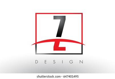 Z Logo Letters with Red and Black Colors and Swoosh. Creative Letter Design Vector.