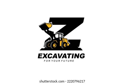 Z logo LOADER for construction company. Heavy equipment template vector illustration for your brand.