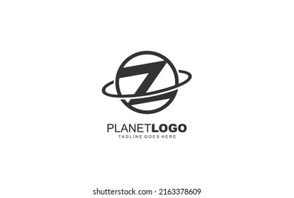 Z logo planet for identity. world template vector illustration for your brand.