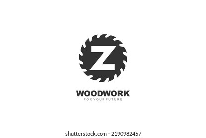 Vector de aserradero con el logotipo Z para la empresa maderera. ilustración vectorial de plantilla de carpintería de letras iniciales para su marca.