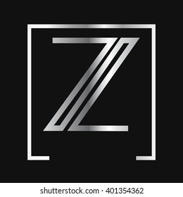 Z logo, silver letter , square frame