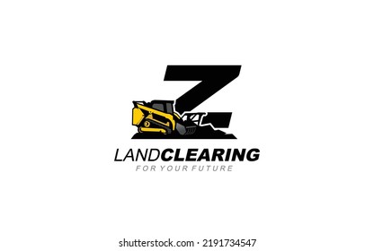 Z logo skid steer for construction company. Heavy equipment template vector illustration for your brand.