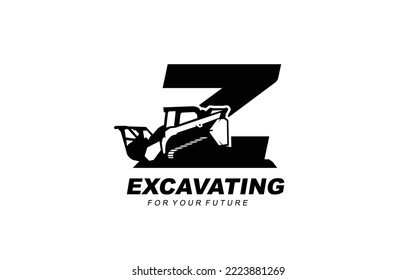 Logo Z SKID STEER para la empresa de construcción. Ilustración vectorial de la plantilla de equipo pesado para su marca.