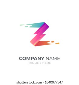Z logo wave water. Initial letter Z with water splash shape modern logo concept