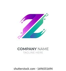 Z logo wave water splash. Zig zag logo design