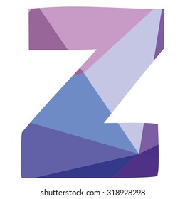 Z low poly wrapping surface pastel vector alphabet letter isolated on transparent background
