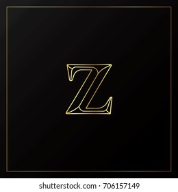 z lowercase outline gold letters serif