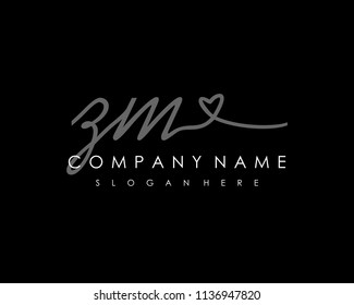 Z M Initial handwriting logo vector