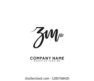 Z M Initial Handwriting Logo Template Vector