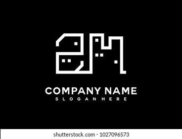 Z M initial logo template vector