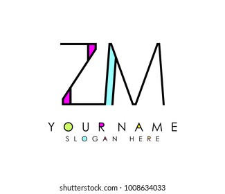 Z & M initial minimalist logo template vector