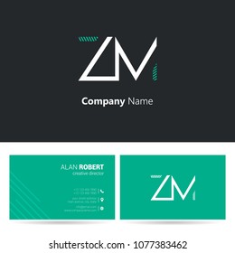 Z & M stroke letter design with business card template