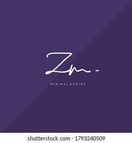 Z M ZM Initial handwriting or handwritten logo for identity. Logo with signature and hand drawn style.