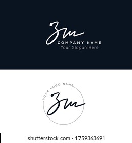 Z M ZM Initial letter handwriting and signature logo.	