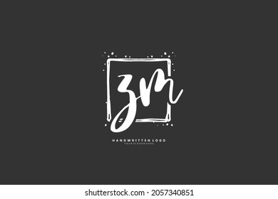 Z M ZM logo, Initial lettering handwriting or handwritten for identity. Logo with signature and hand drawn style.