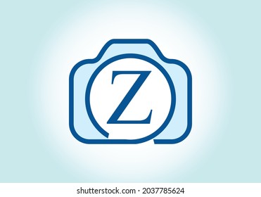 Z monogram letter luxury alphabet with a camera icon. Photography logo vector illustration. Modern logo design for photography business, and company identity.