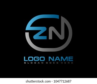 Z N Initial circle logo template vector