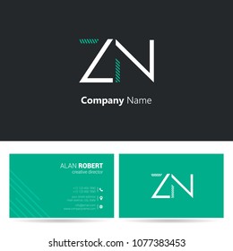 Z & N stroke letter design with business card template
