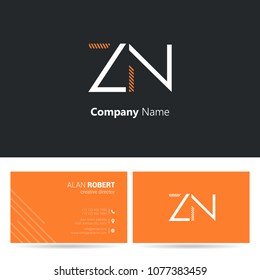Z & N stroke letter design with business card template