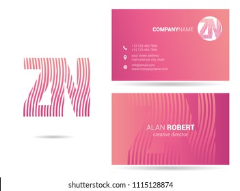 Z & N waves letter joint logo with business card template