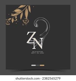 Z, N, ZN, Beauty vector initial logo, wedding monogram collection, Modern Minimalistic and Floral templates for Invitation cards, Save the Date, Logo identity for restaurant, boutique, cafe in vector