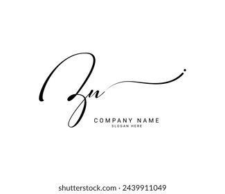 z n zn initial letter handwriting and signature logo
