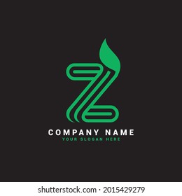 Z natural Letter logo , Z letter logo with leaves,eco,botanical