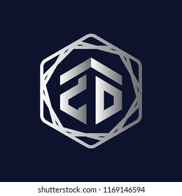 Z O Initial letter hexagonal logo vector