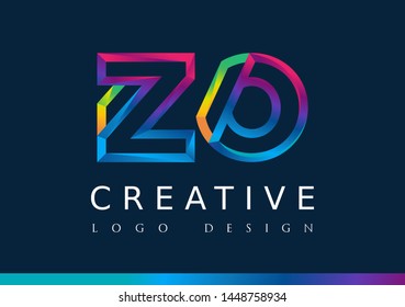 Z O Logo. ZO Letter Design Vector with Magenta blue and green yellow color