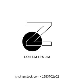 Z Overlaping Circle Geometric Outline Letter Logo. Monogram color outline letter logo with  circle geometric vector design concept.