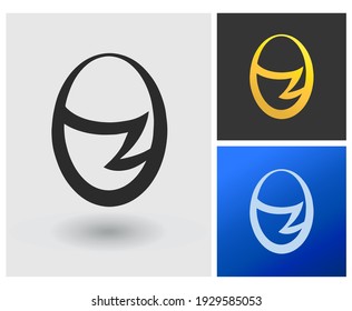 Z or OZ logo initial design with oval egg shape design idea