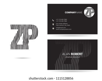 Z & P waves letter joint logo with business card template