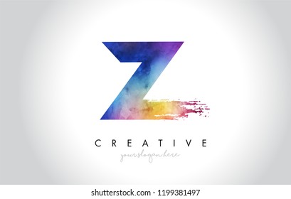 Z Paintbrush Letter Design with Watercolor Brush Stroke and Modern Vibrant Colors Vector.