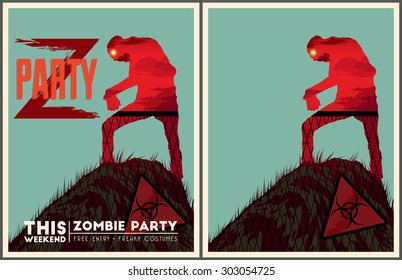 Z party poster collection. Placard and invitation template