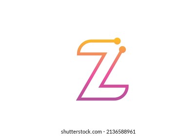Z pink alphabet letter logo icon design with dot. Creative template for company and business with line