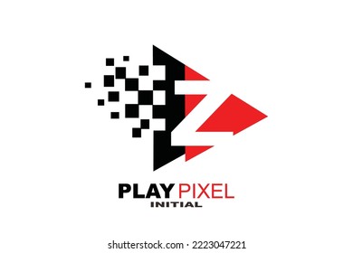 Z Play Pixel Letter Logo Vorlage für Ihr Branding.