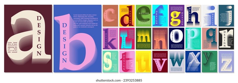 A to Z posters set. Flyers and leaflets, booklets. Letters and alphabet. Educational materials for kids. Covers or banners. Cartoon flat vector collection isolated on white background