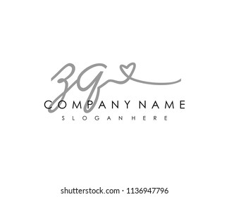 Z Q Initial handwriting logo vector