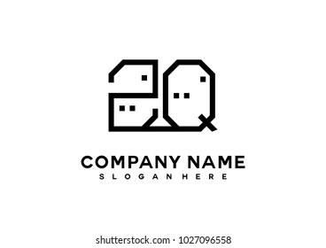 Z Q initial logo template vector