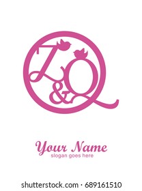 Z Q initial wedding decorative logo template