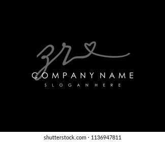 Z R Initial handwriting logo vector